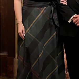 Lauren Ralph Lauren Black & Green Plaid Maxi Dress Perfect for Special Occasions